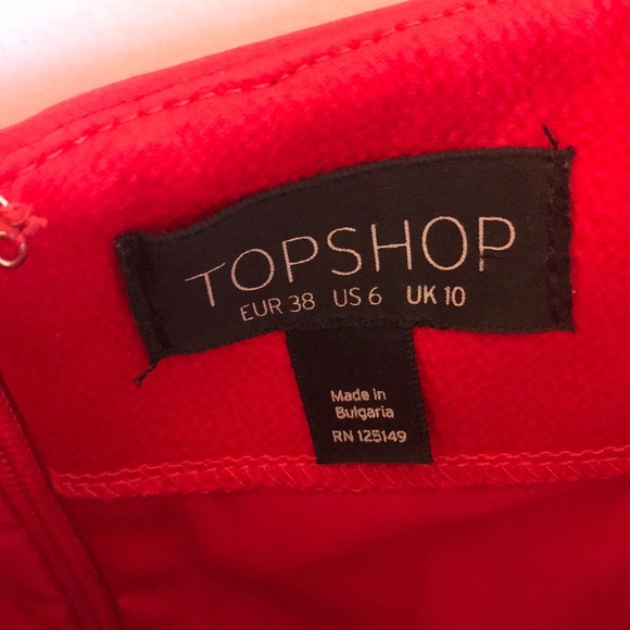 Adorable red Topshop dress.  Worn once! - Picture 3 of 3